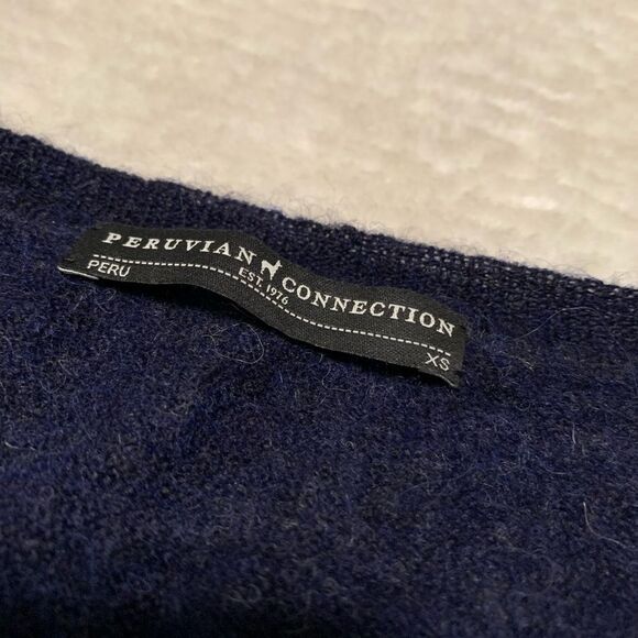 Peruvian Connection‎ Alpaca Blend Blue Womens V Neck Sweater Size XS Long Sleeve - Picture 5 of 7